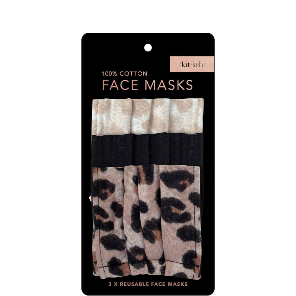 Kitsch Cotton Face Mask 3 Piece Set - Leopard
