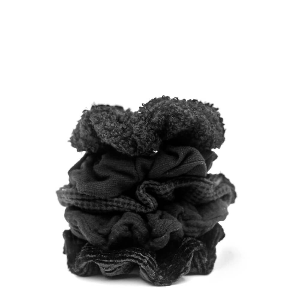 Kitsch Textured Scrunchies 5 Piece Set - Black