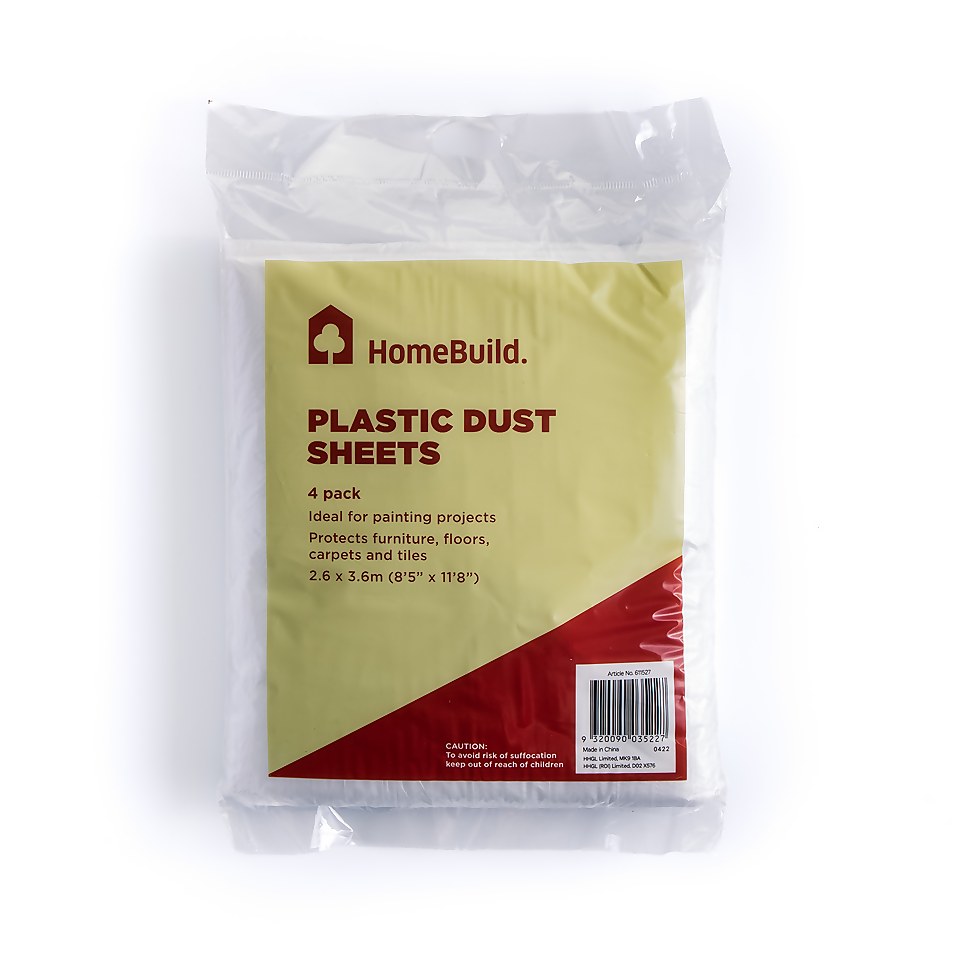 Homebuild Plastic Dustsheet 2.6m x 3.6m - 4 pack