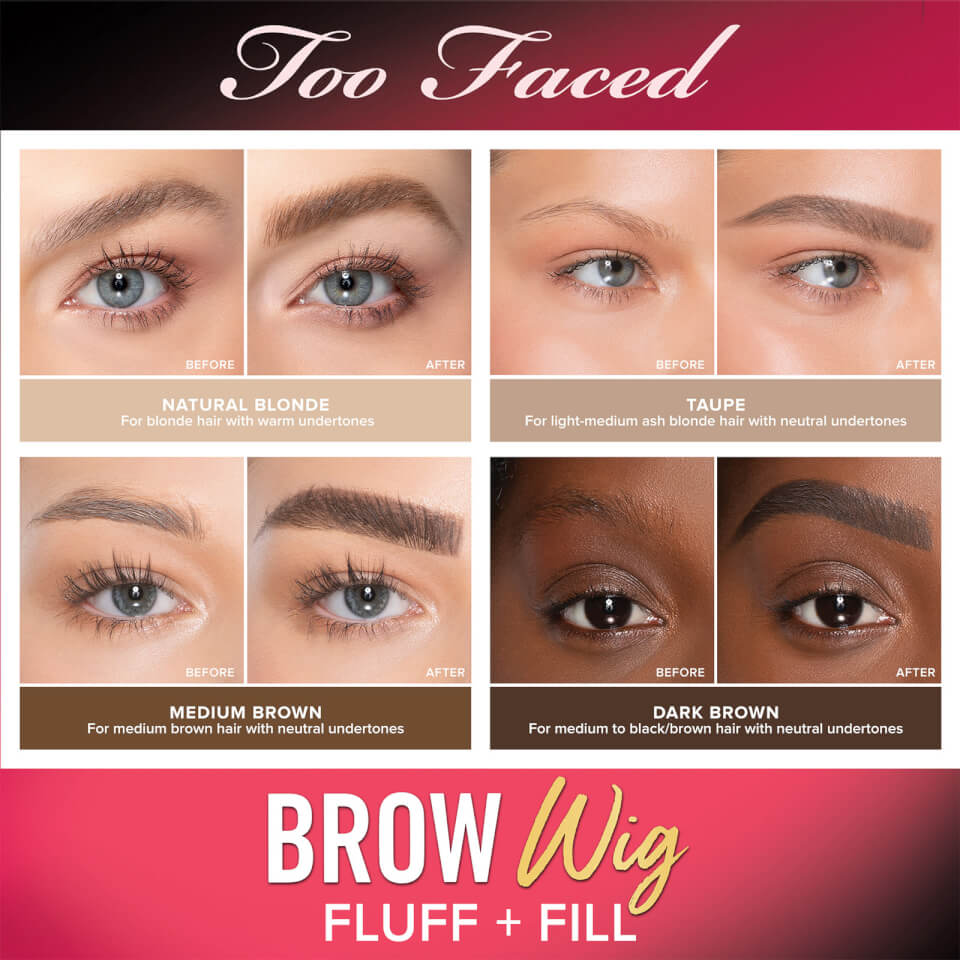 Too Faced Brow Wig Brush On Hair Fluffy Brow Gel - Natural Blonde