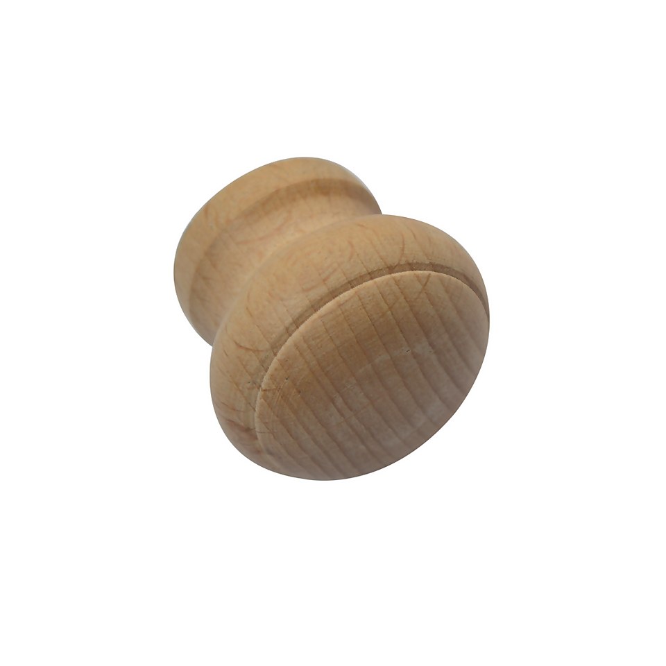 Beech 128mm Ringed Natural Wooden Cabinet Knob - 2 Pack