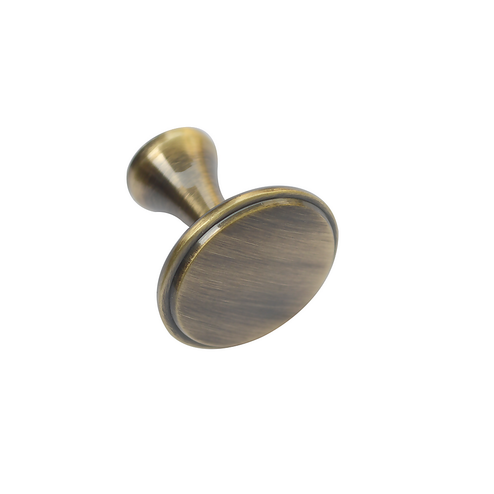 Rydal 29mm Ringed Zinc Antique Brass Knob - Pack of 2