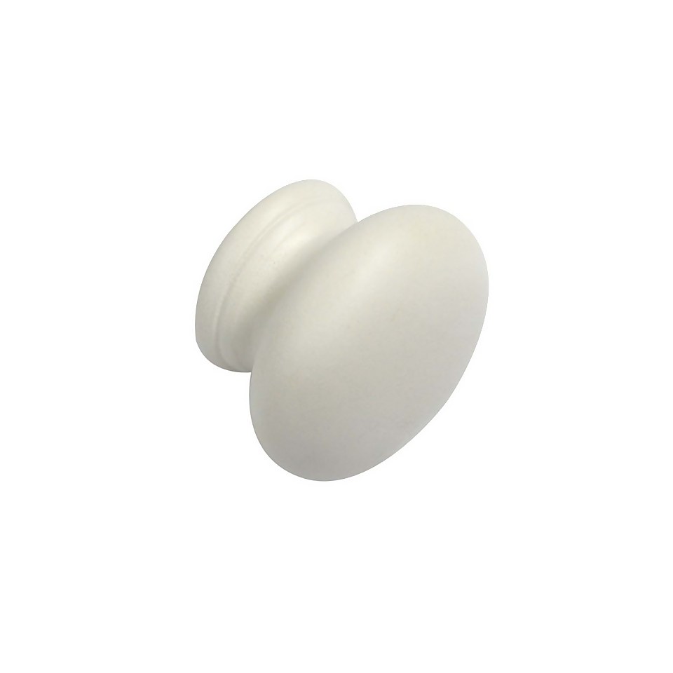 White 50mm Wooden Cabinet Knob - 2 Pack