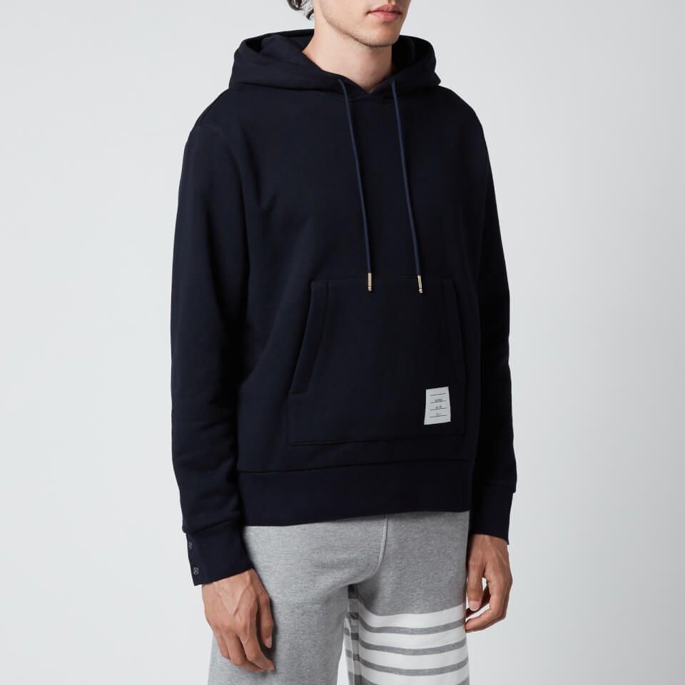 Thom Browne Men s Tricolour Stripe Classic Loopback Hoodie Navy 4 XL Coggles