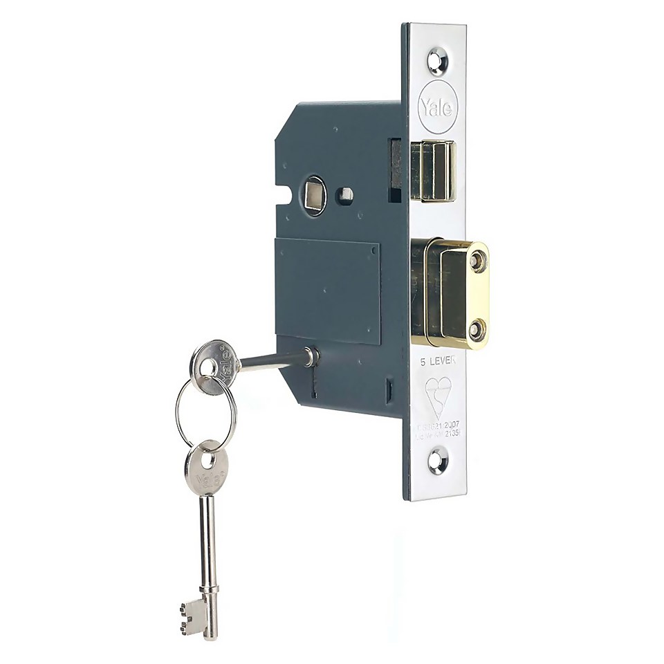 Yale PM560 British Standard 5 Lever Chrome 3 Inch Sash lock
