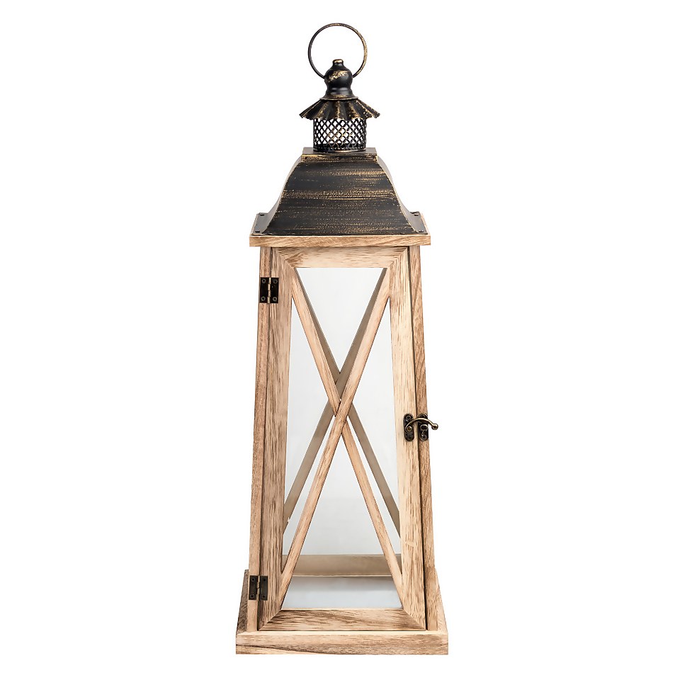 Large Wooden Lantern - Oak