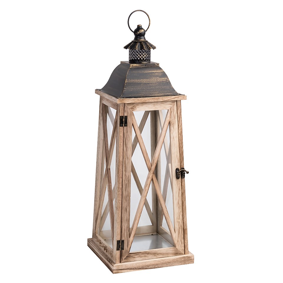 Large Wooden Lantern - Oak