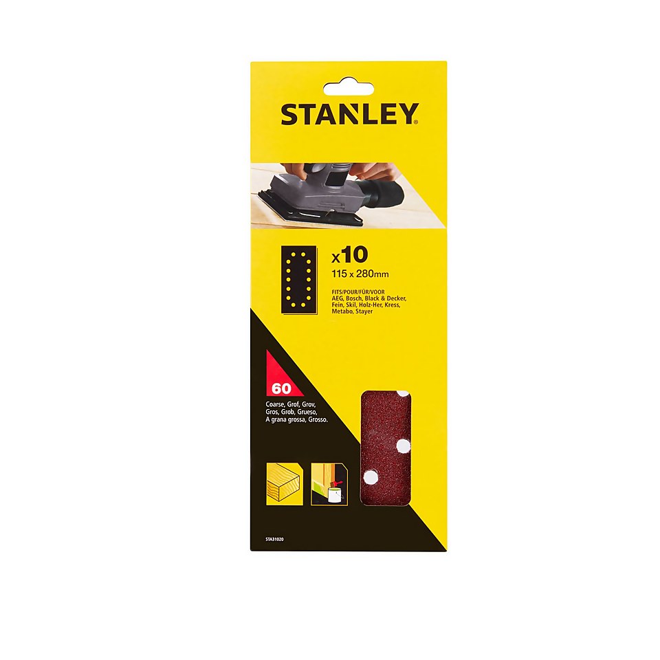 STANLEY Half Sanding Sheets 115 x 280mm – Pack of 10 60G (STA31020-XJ)
