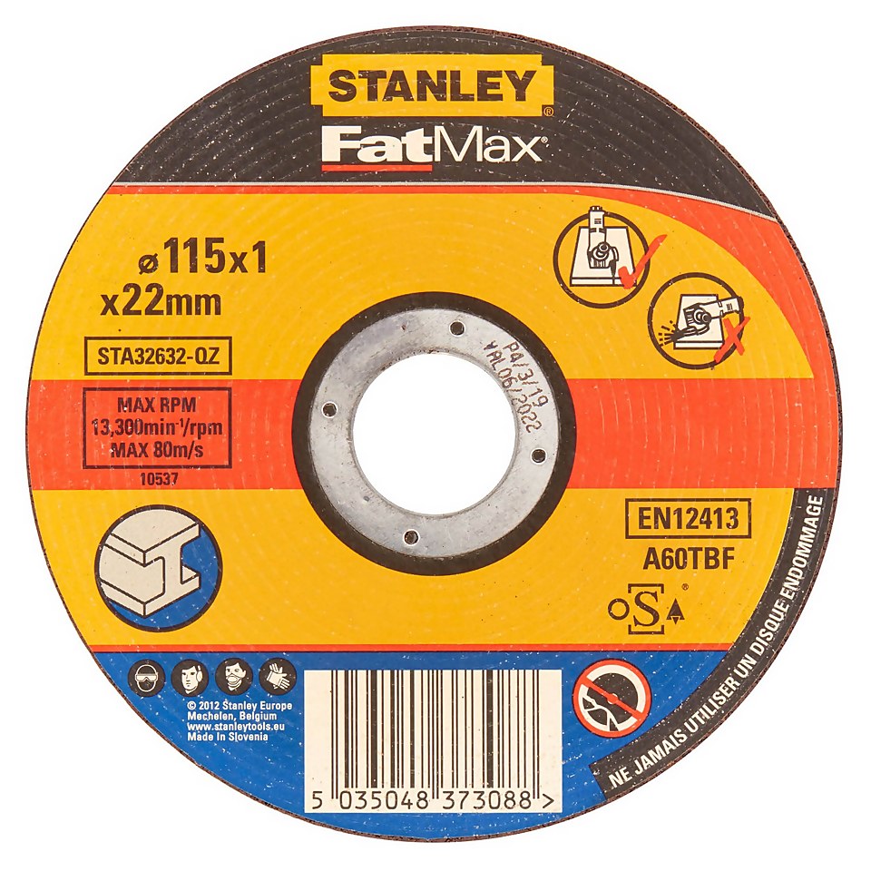 STANLEY FATMAX 115MM Steel Cutting Bonded Disc (STA32632-QZ)