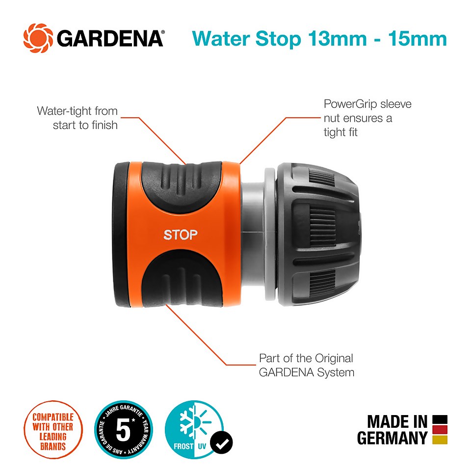 GARDENA Water Stop 13 mm (1/2") 15 mm (5/8")
