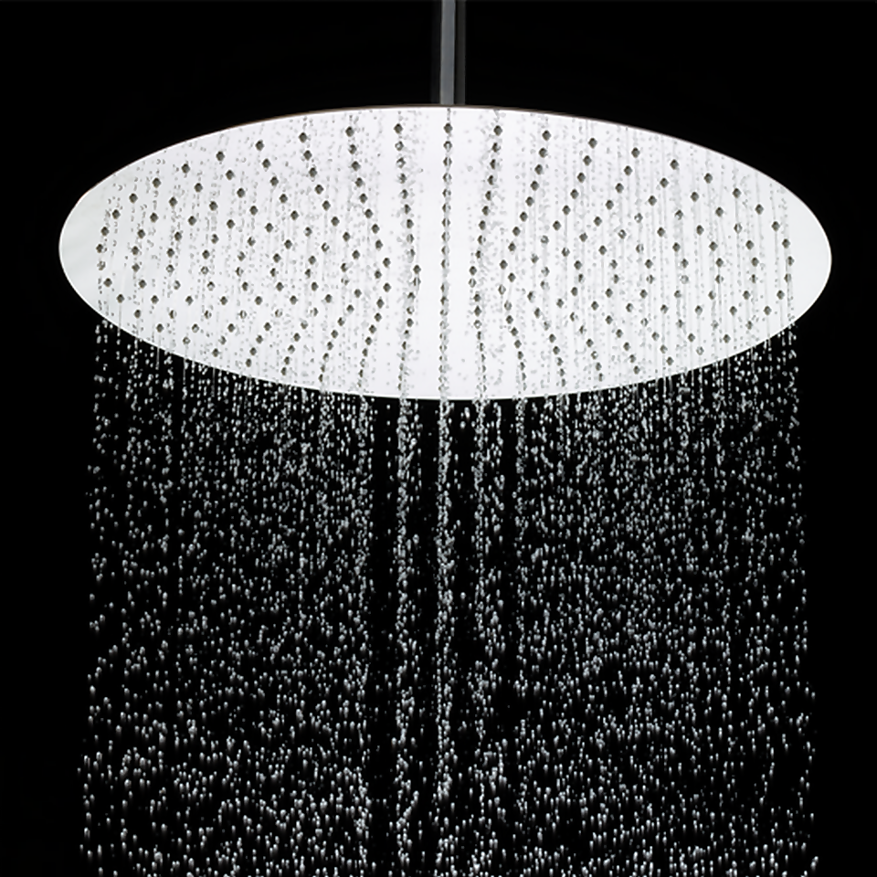 Bathstore Piano 300mm Round Shower Head (with long wall arm)