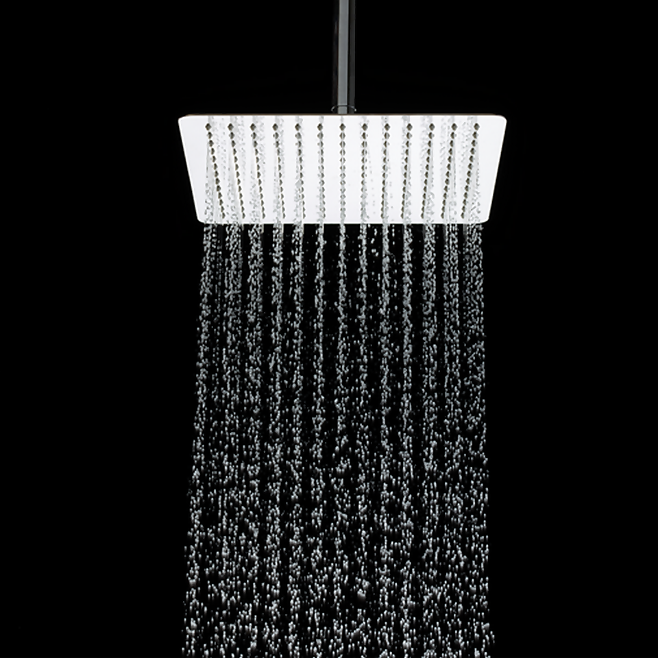 Bathstore Piano 200mm Square Shower Head (with long square wall arm)