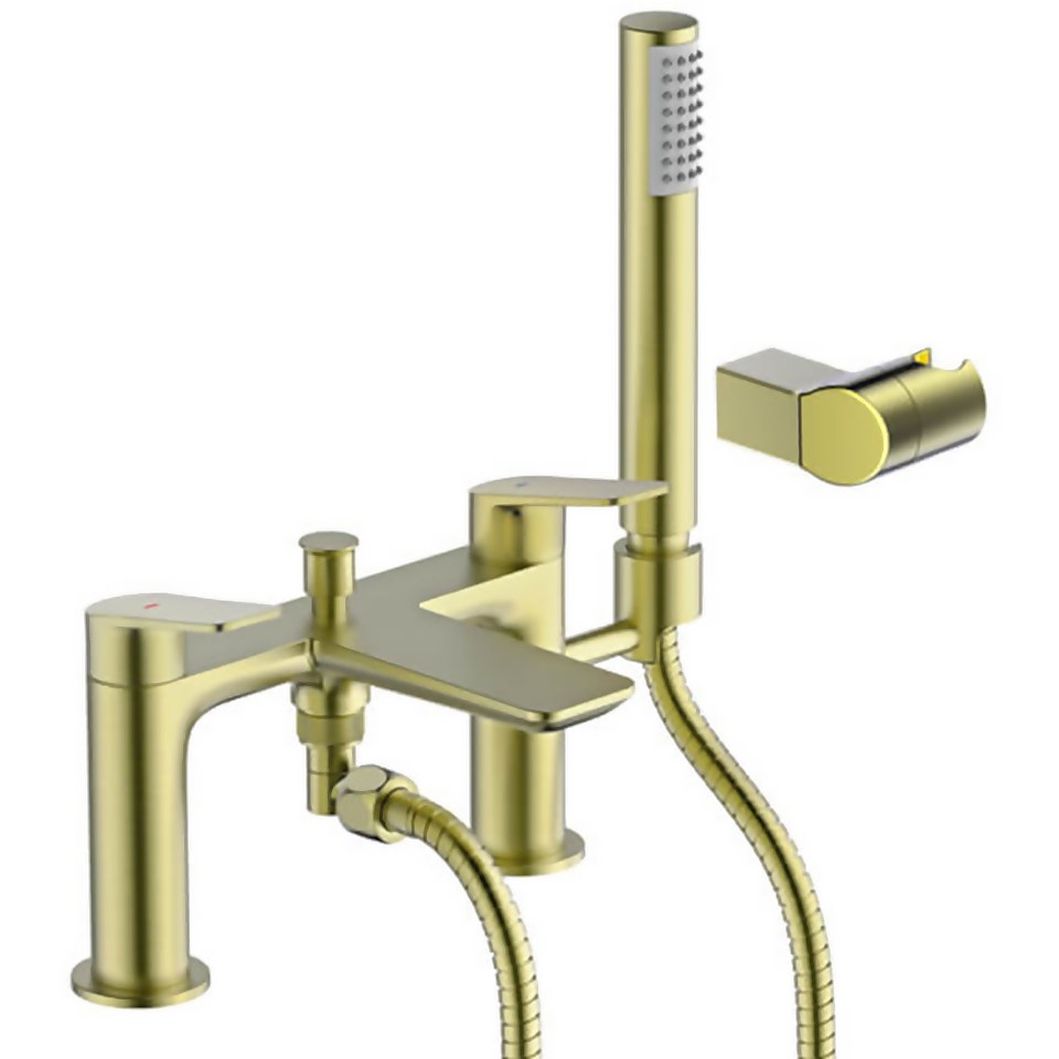 Bathstore Aero Floorstanding Bath Shower Mixer Tap Brushed Brass