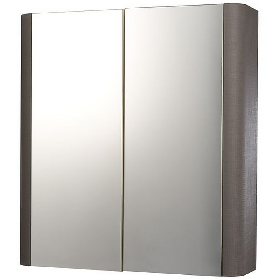 Bathstore Linen 600mm Mirror Wall Cabinet - Grey