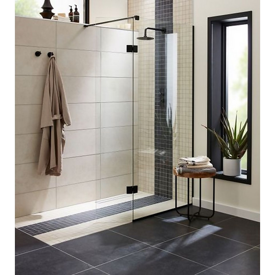 Bathstore Wet Room Screen & Pivot Screen 700/350 x 2000mm - Black