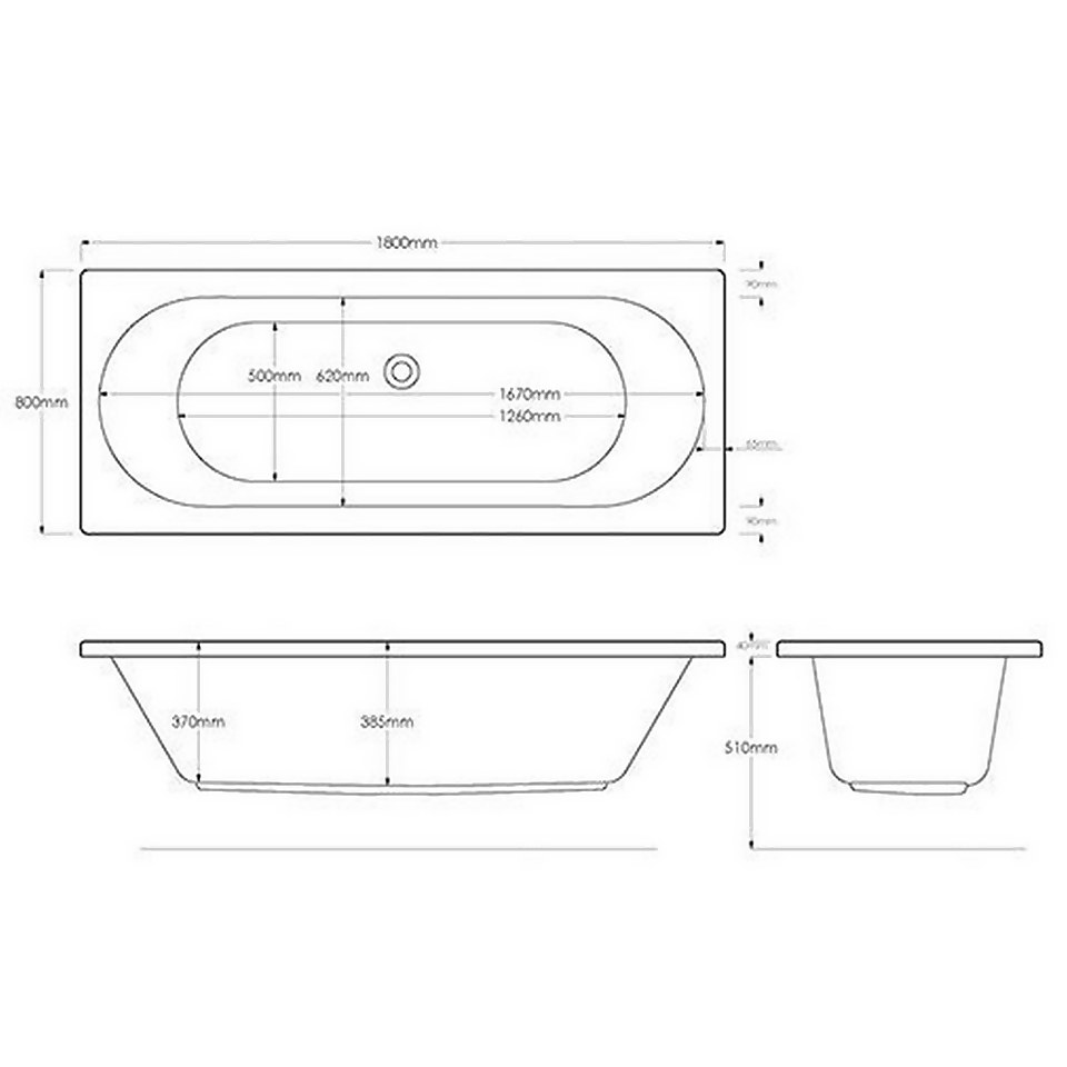 Bathstore Colorado Double Ended Straight Bath - 1800 x 800mm