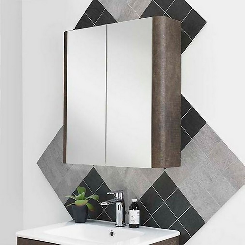 Bathstore Linen 800mm Mirror Wall Cabinet - Rust