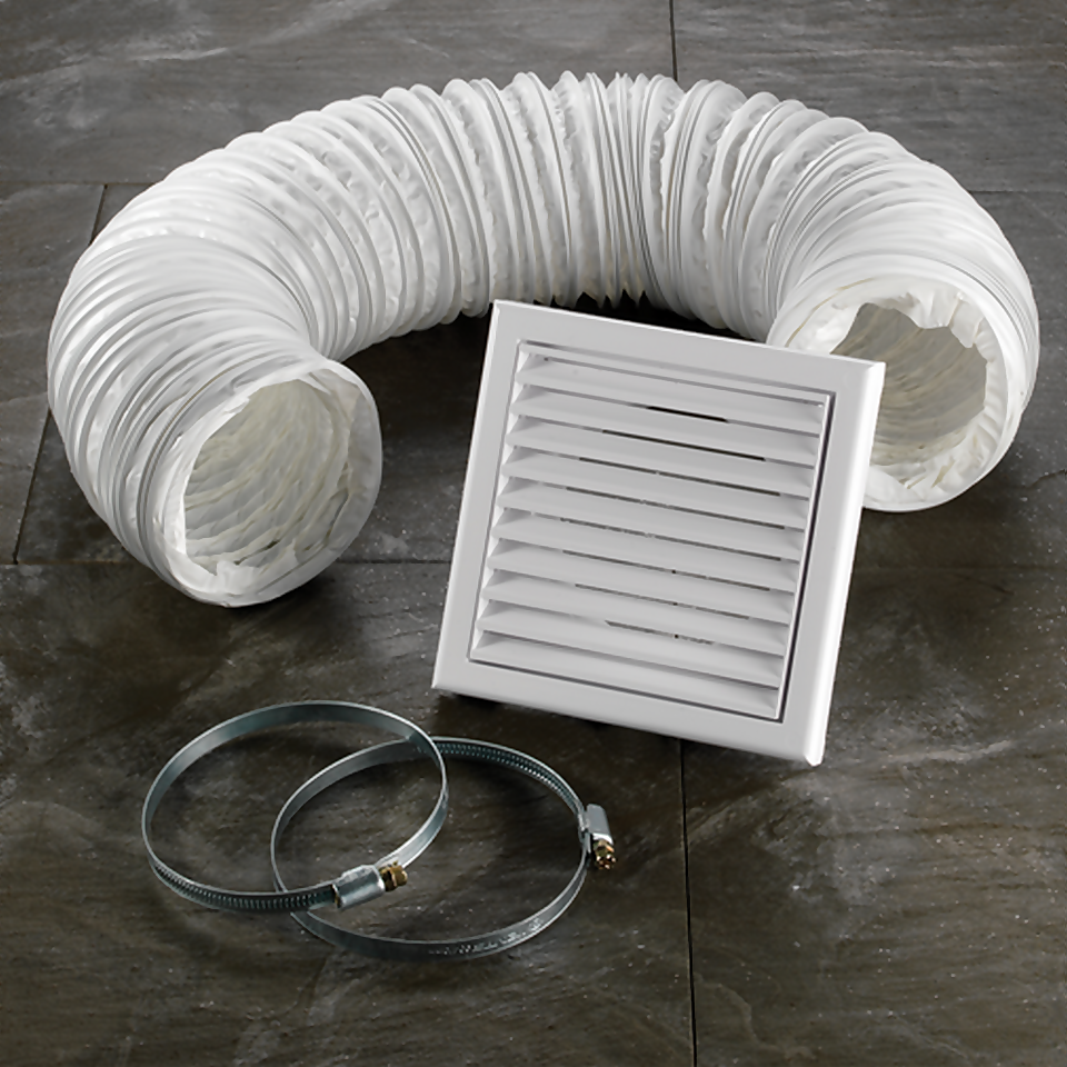 Bathstore Flexible Ducting Kit for Wall Mounted Extractor Fan - White Vent