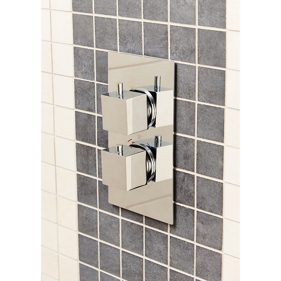 Bathstore Square Thermostatic Shower Valve - 2 Outlets