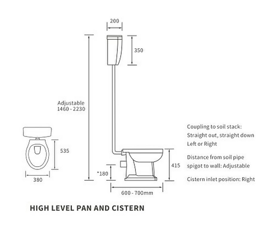 Bathstore Whitechapel High Level Toilet (Including Seat)