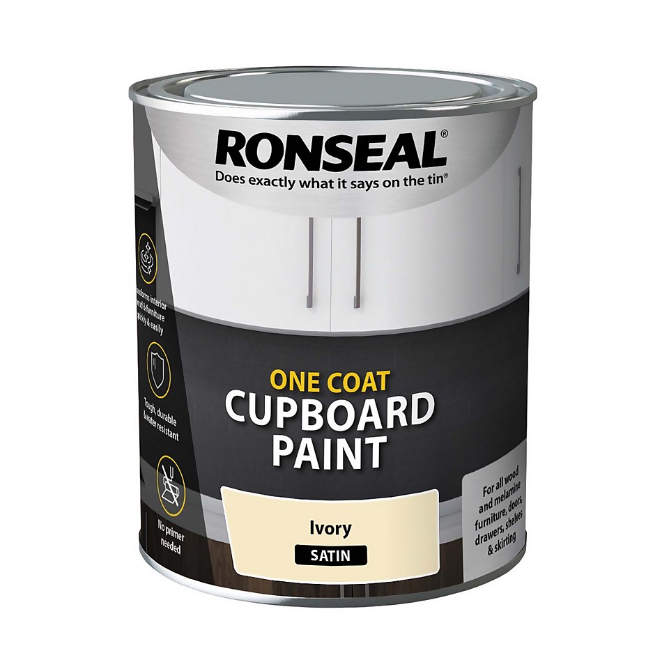 Ronseal One Coat Cupboard Paint Ivory Satin 750ml Homebase