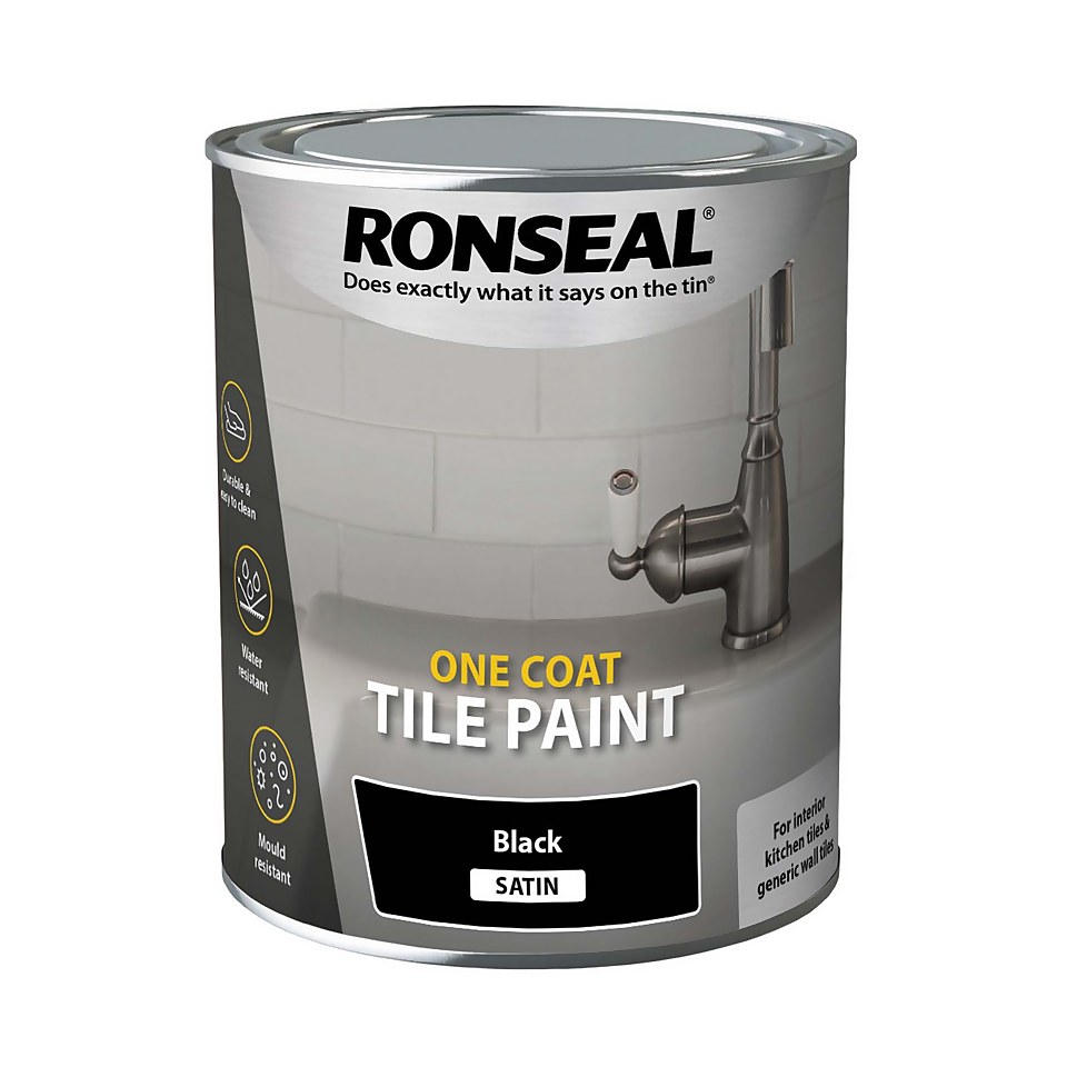 Ronseal One Coat Tile Paint Black Satin 750ml Homebase