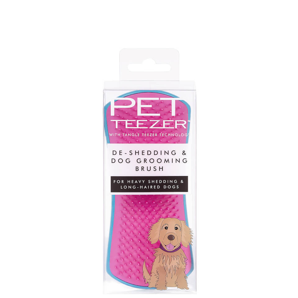 Tangle Teezer Pet Teezer De-Shedding Dog Grooming Brush - Blue and Pink
