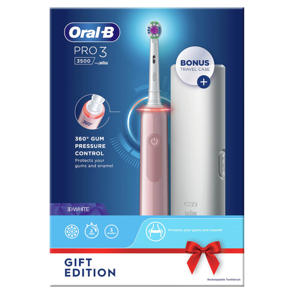 Oral B Pro 3 - 3500 - Pink Electric Toothbrush Designed by Braun