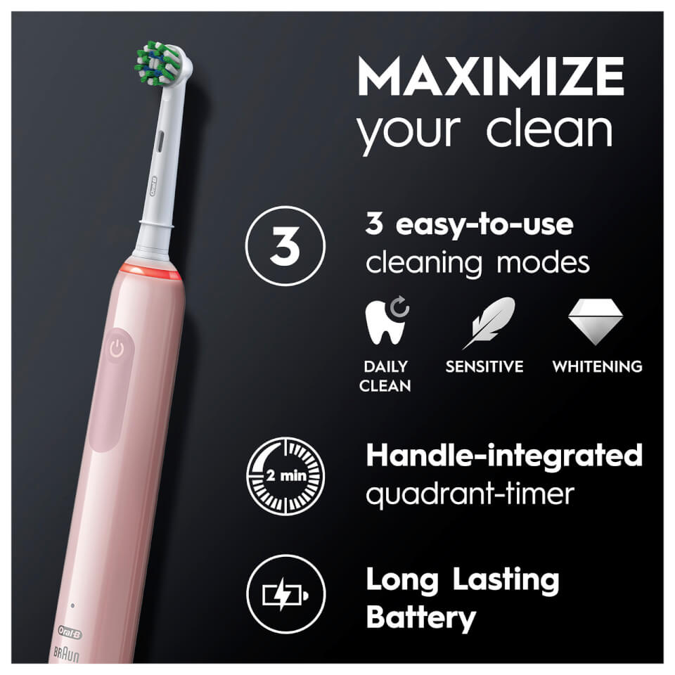 Oral B Pro 3 - 3500 - Pink Electric Toothbrush Designed by Braun