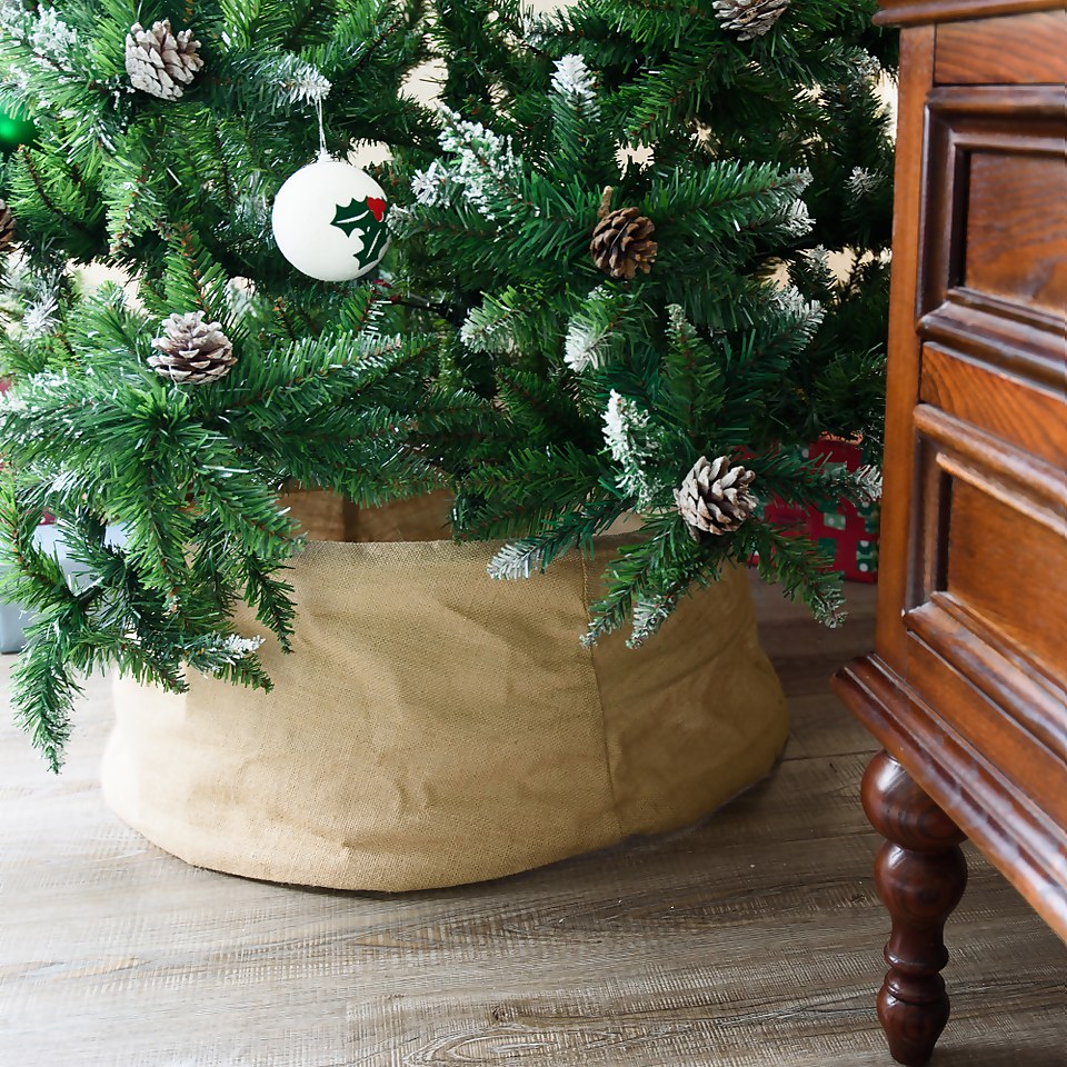 Natural Burlap Pop Up Round Christmas Tree Skirt - 68cm