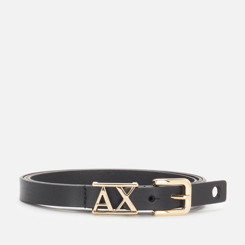 Armani Exchange Women's Logo Skinny Belt - Black