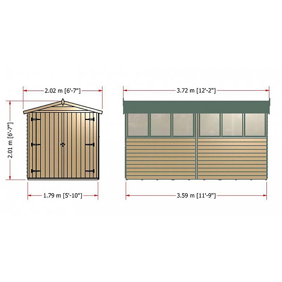 Shire 12 x 6ft Shed Overlap Double Door