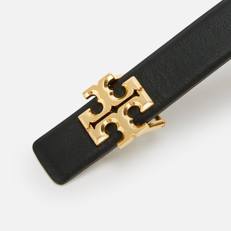 Tory Burch Women's 1” Kira Logo Belt - Black/Gold