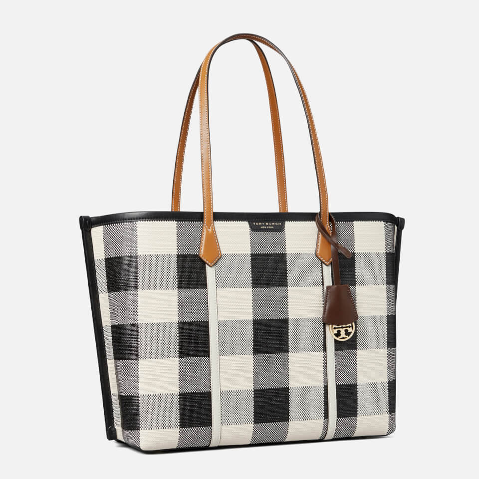 Tory Burch Women's Perry Gingham Compartment Tote Bag - Black/Ivory