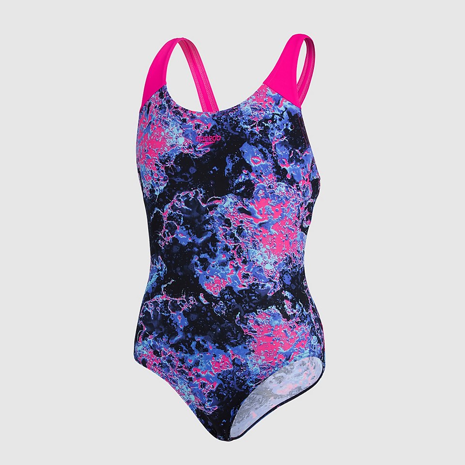 Girls' Allover Splashback Swimsuit Black