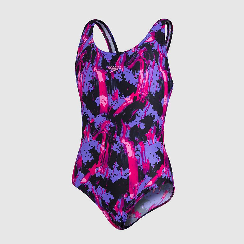Girls' Allover Splashback Swimsuit Black