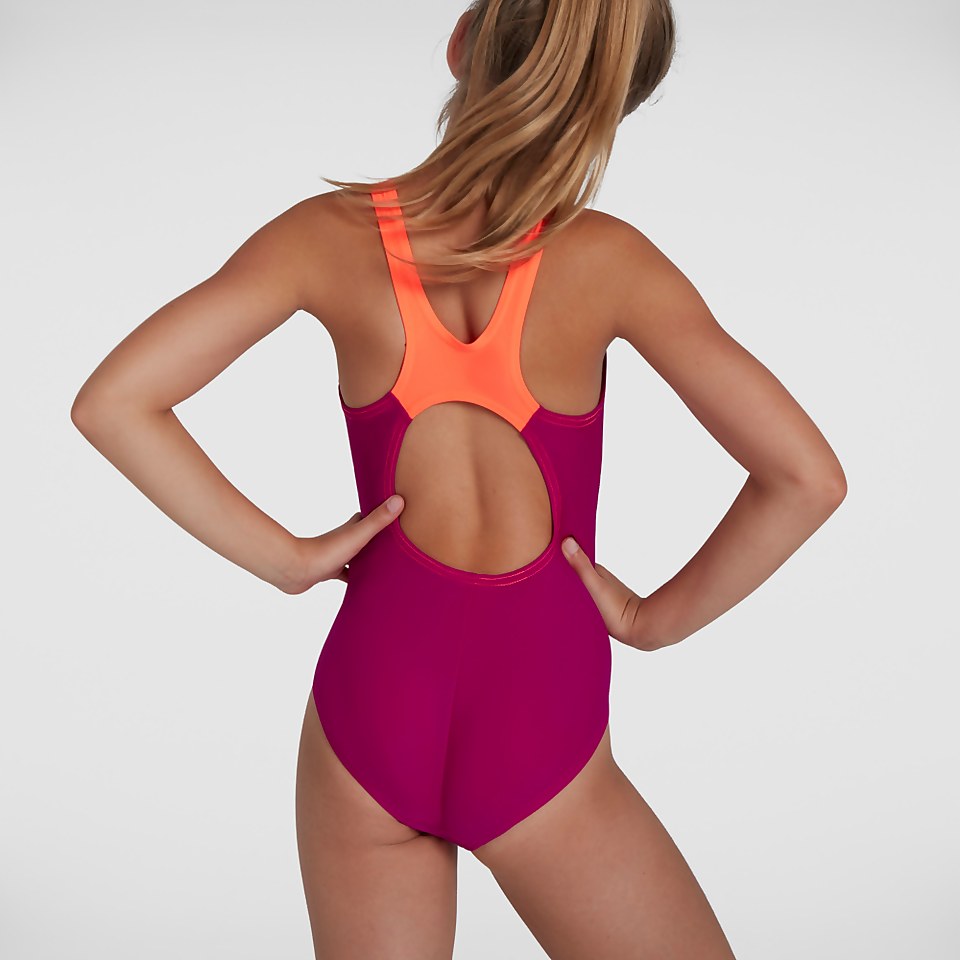 Mädchen Tech Placement Muscleback Badeanzug in Pink
