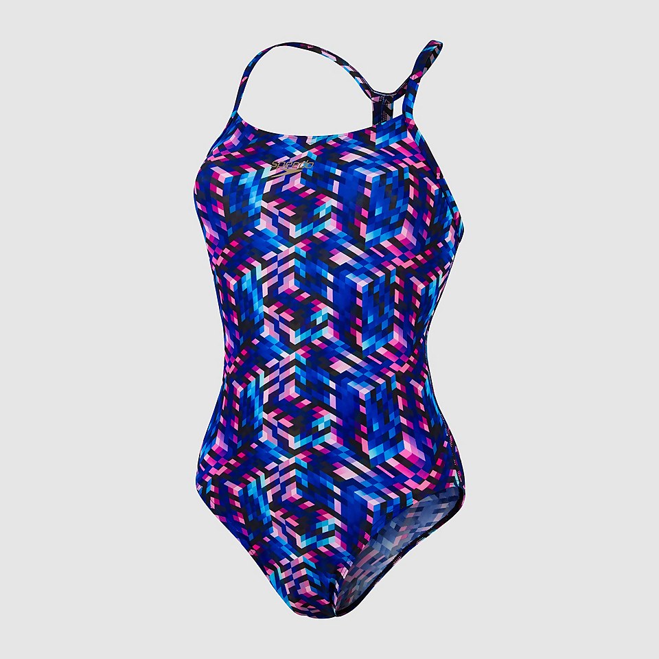 Women's Allover Digital Rippleback Swimsuit Navy
