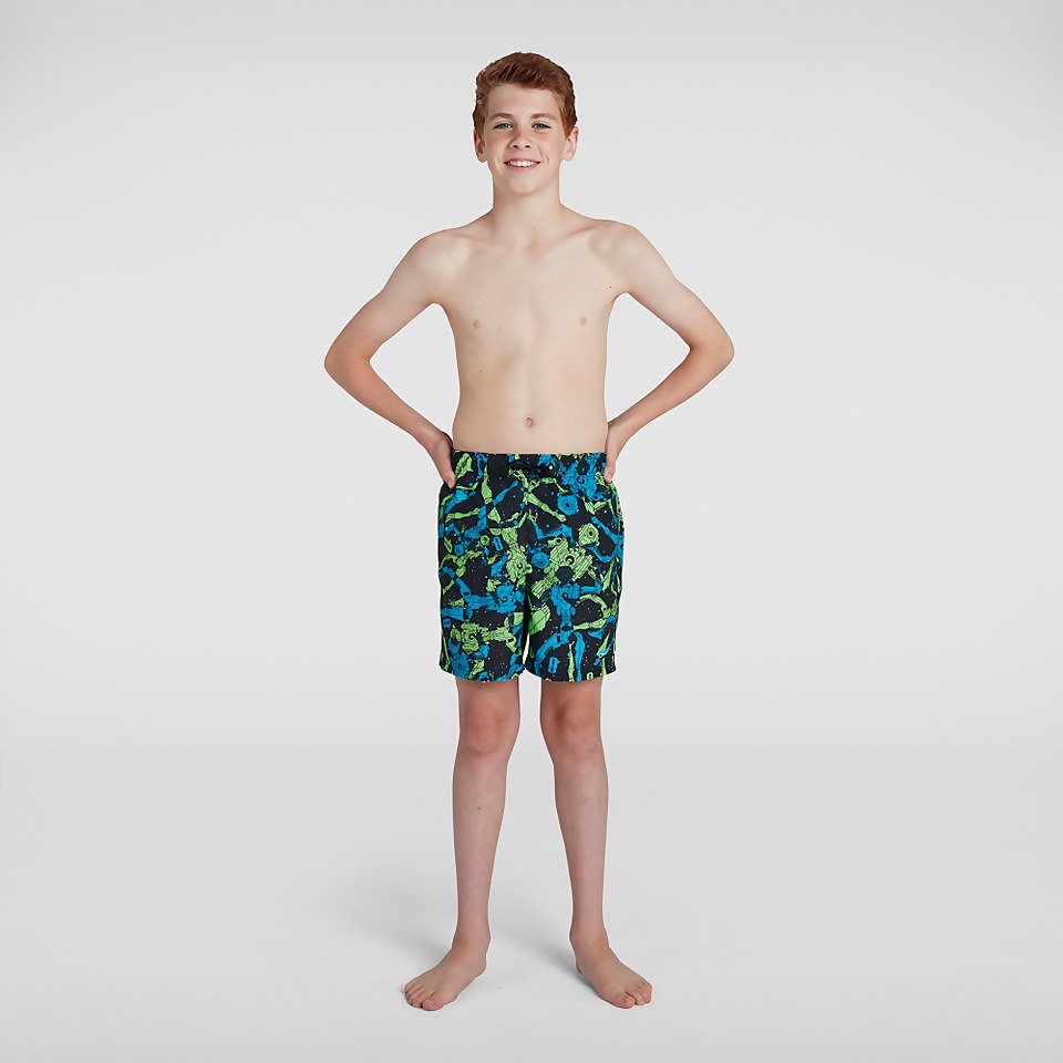 Short de bain Garçon Imprimé 15 pouces Noir