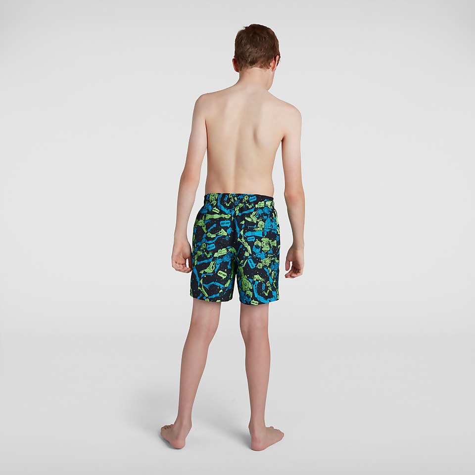 Short de bain Garçon Imprimé 15 pouces Noir