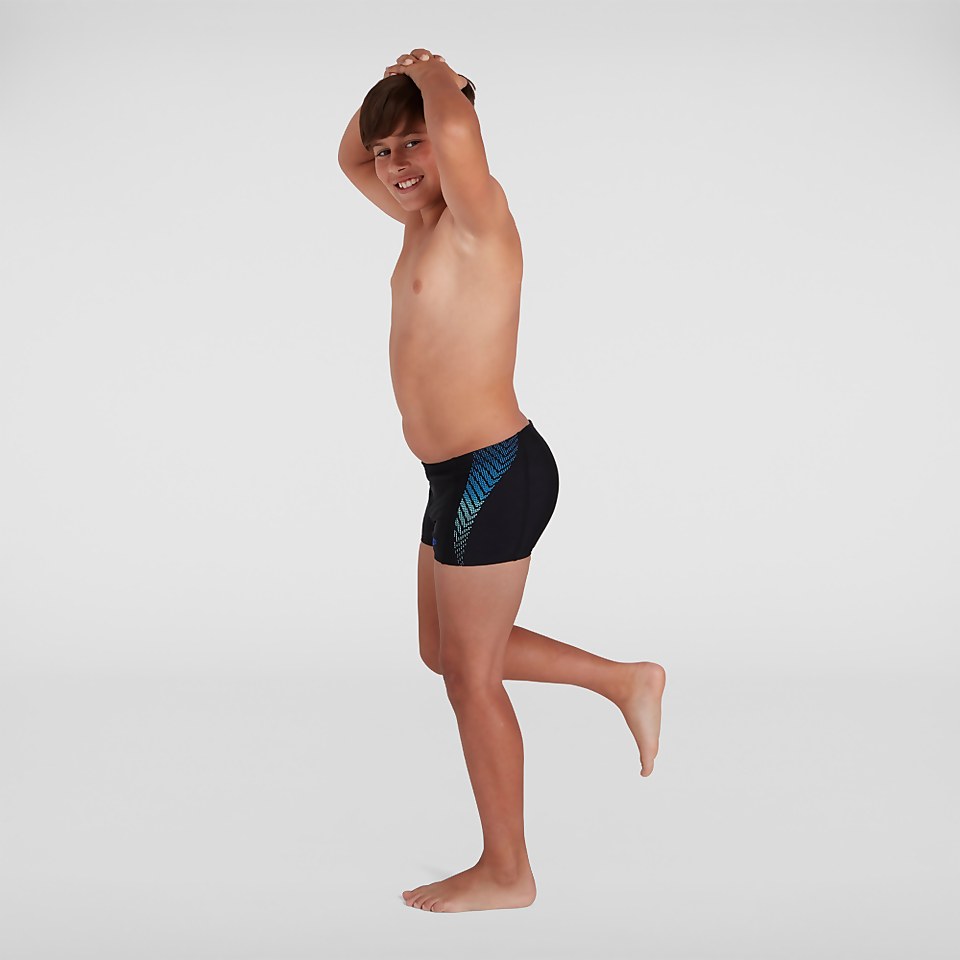 Jungen Plastisol Placement Aquashorts in Schwarz