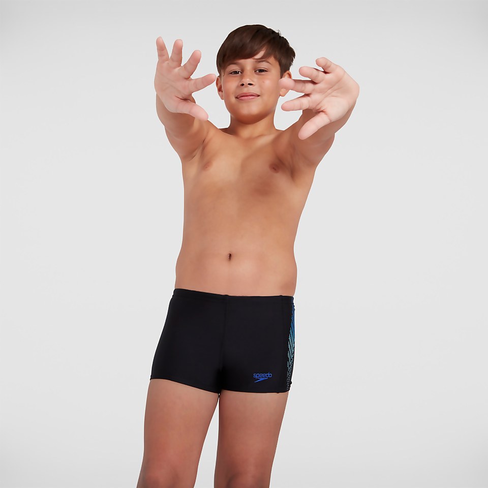 Jungen Plastisol Placement Aquashorts in Schwarz