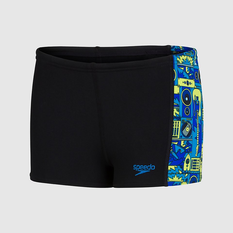Jungen Allover Panel Aquashorts in Schwarz