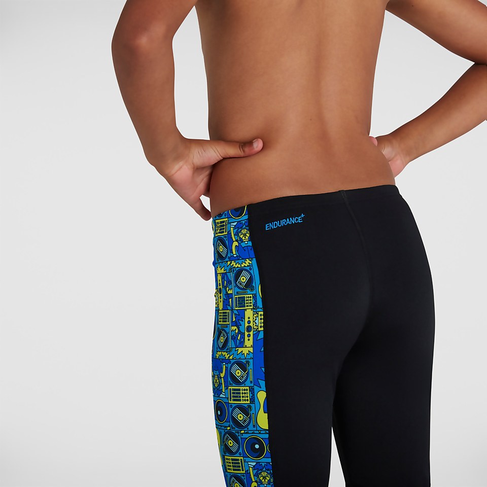 Jungen Allover Panel Schwimmhose in Schwarz