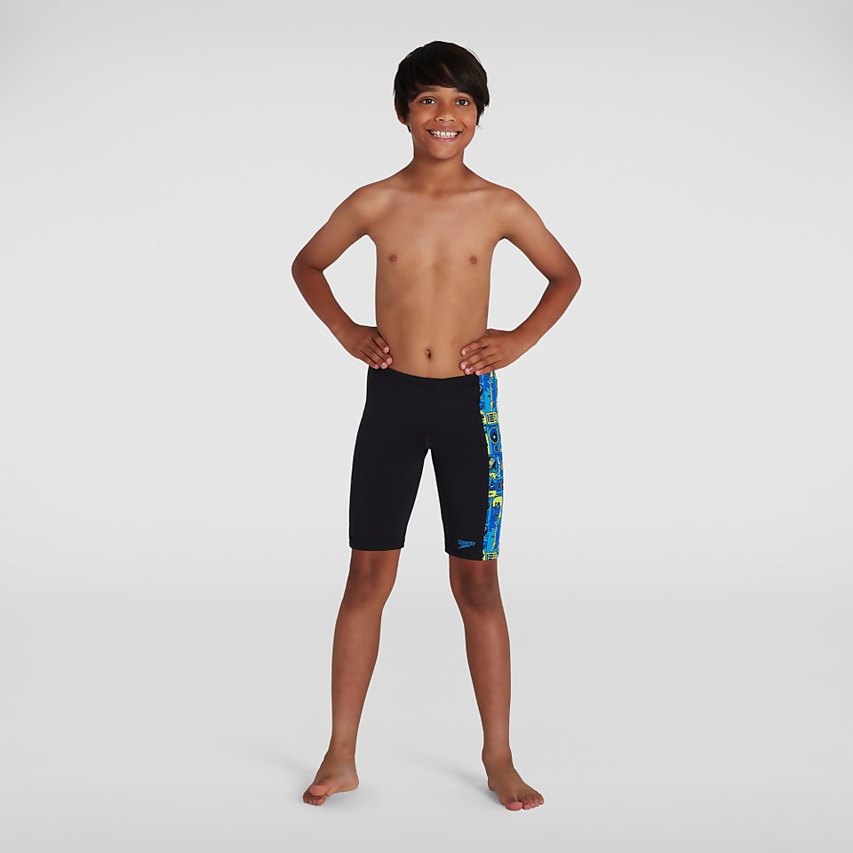 Jungen Allover Panel Schwimmhose in Schwarz