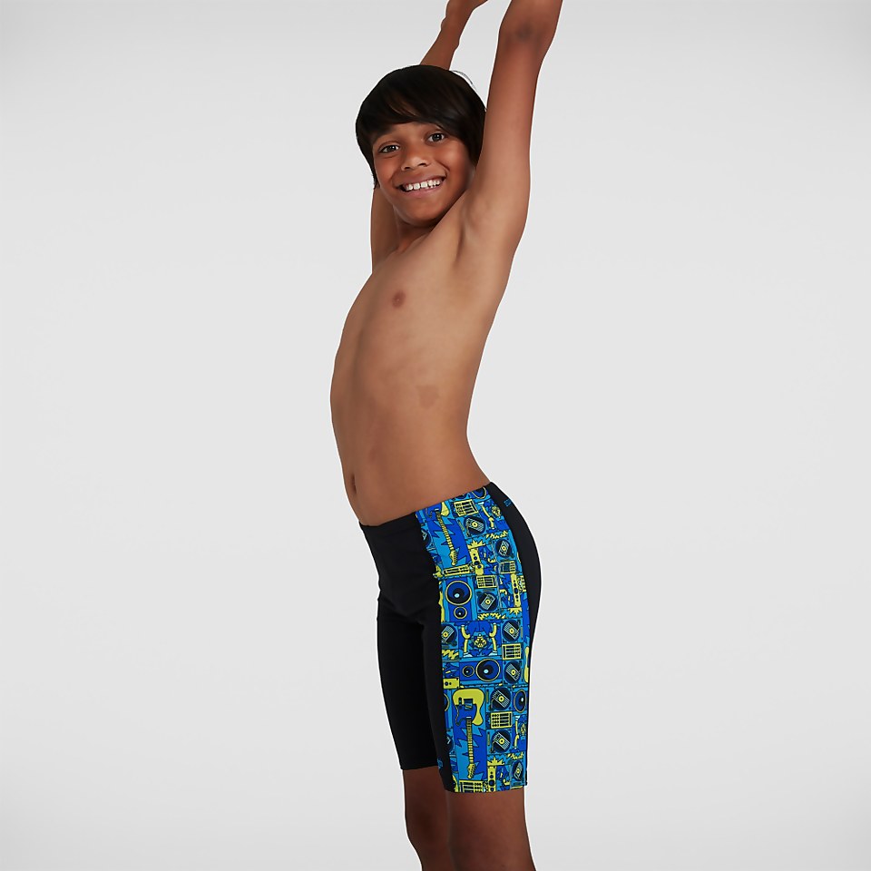 Jungen Allover Panel Schwimmhose in Schwarz