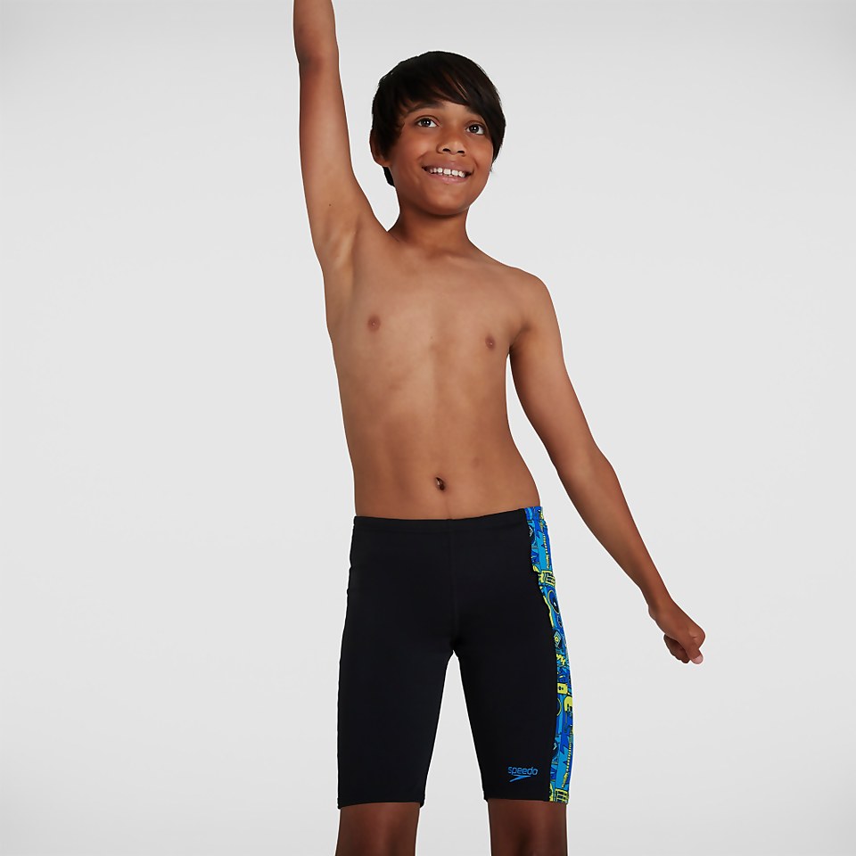 Jungen Allover Panel Schwimmhose in Schwarz
