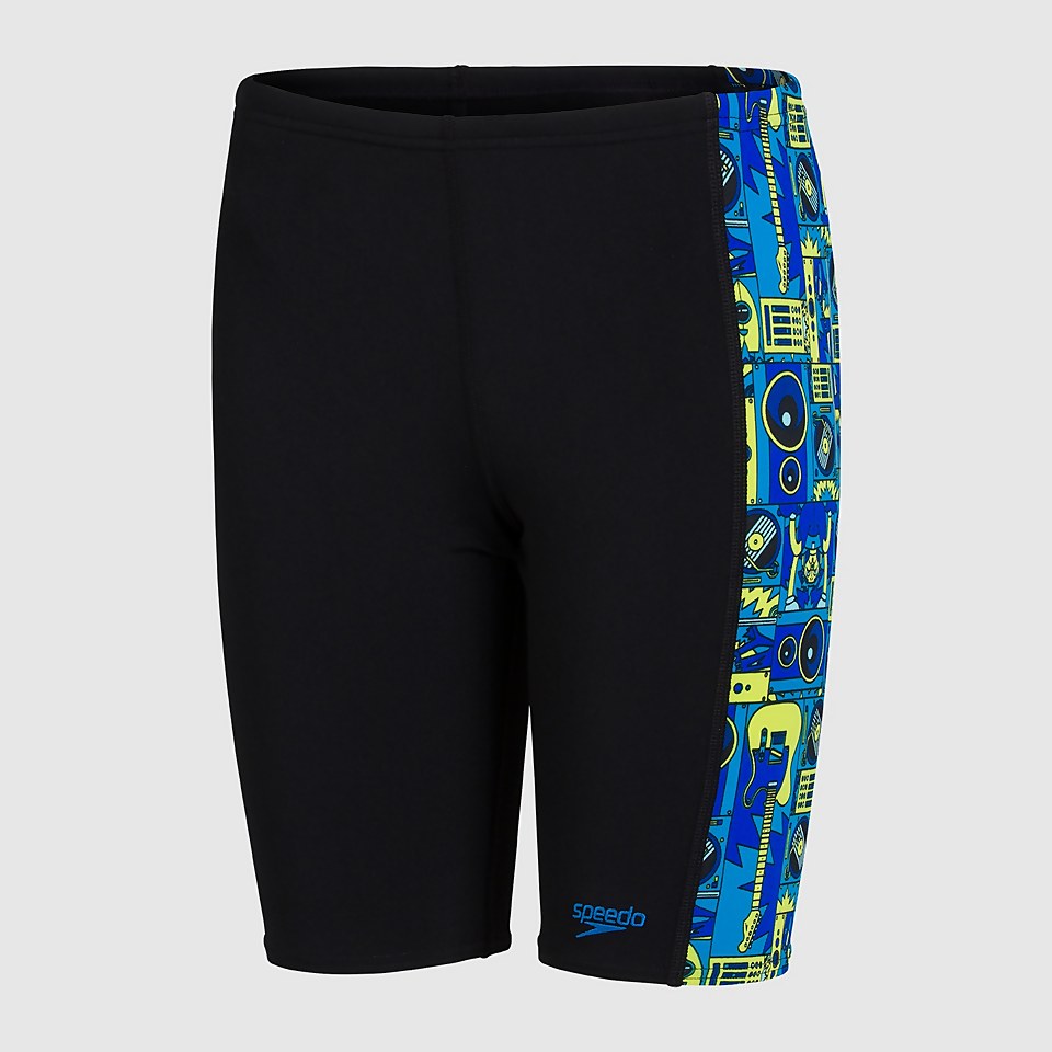 Jungen Allover Panel Schwimmhose in Schwarz