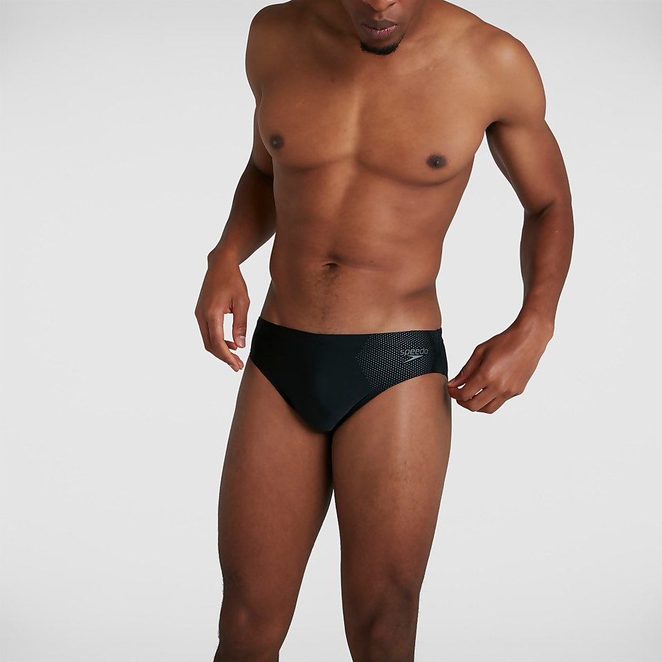 Men's Hexagonal Tech Placement 7cm Brief Black