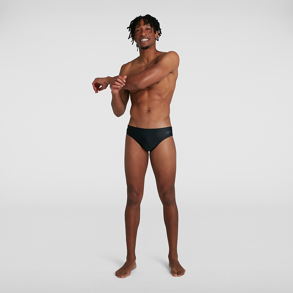 Men's Hexagonal Tech Placement 7cm Brief Black